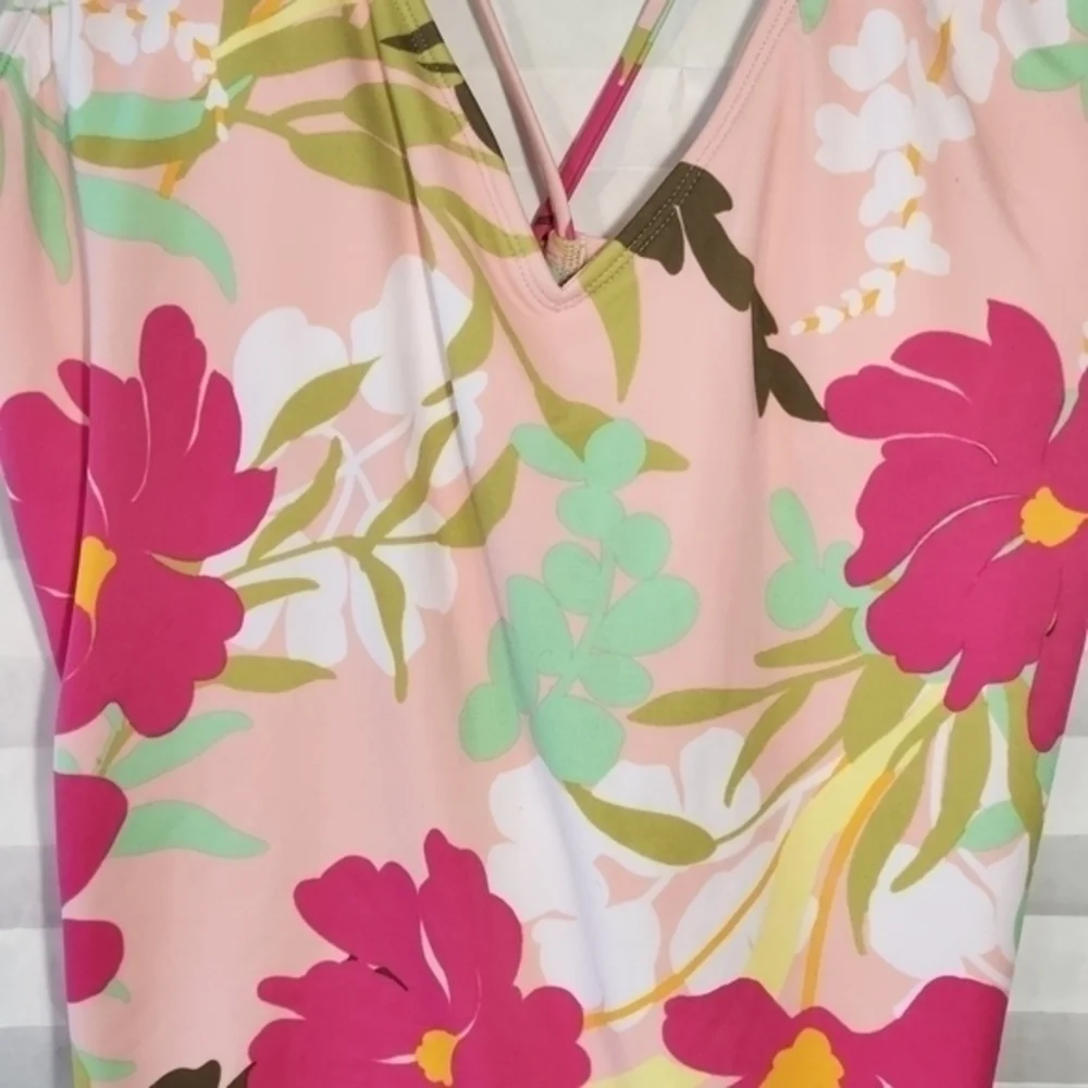 BEACH BETTY MIRACLE Brand Floral‎ Pink SWIMSUIT NWT XL Coastal Beach Vacation